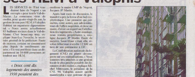 Revue de presse suite: Le Parisien revient sur l’apport des HLM de Nogent à Valophis Habitat
