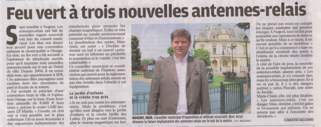Le Parisien Val de Marne évoque ma contestation contre l’implantation de trois antennes-relais Orange