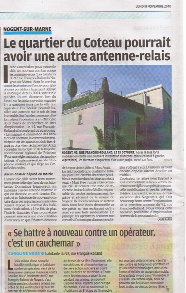 article le parisien antennes free 8 nov 2010